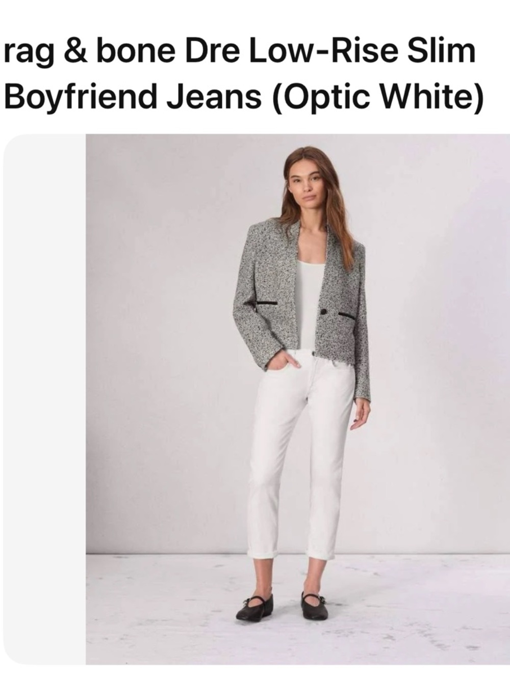 Rag & Bone Dre Low Rise Slim Boyfriend White Jeans Size 25
